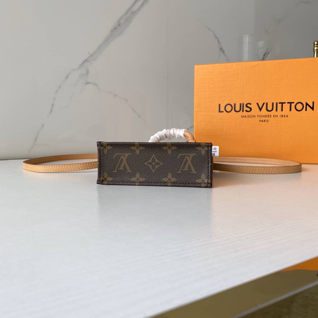 Louis Vuitton Monogram Petit Sac Plat 2Way Replica Shoulder Bag Brown M69442