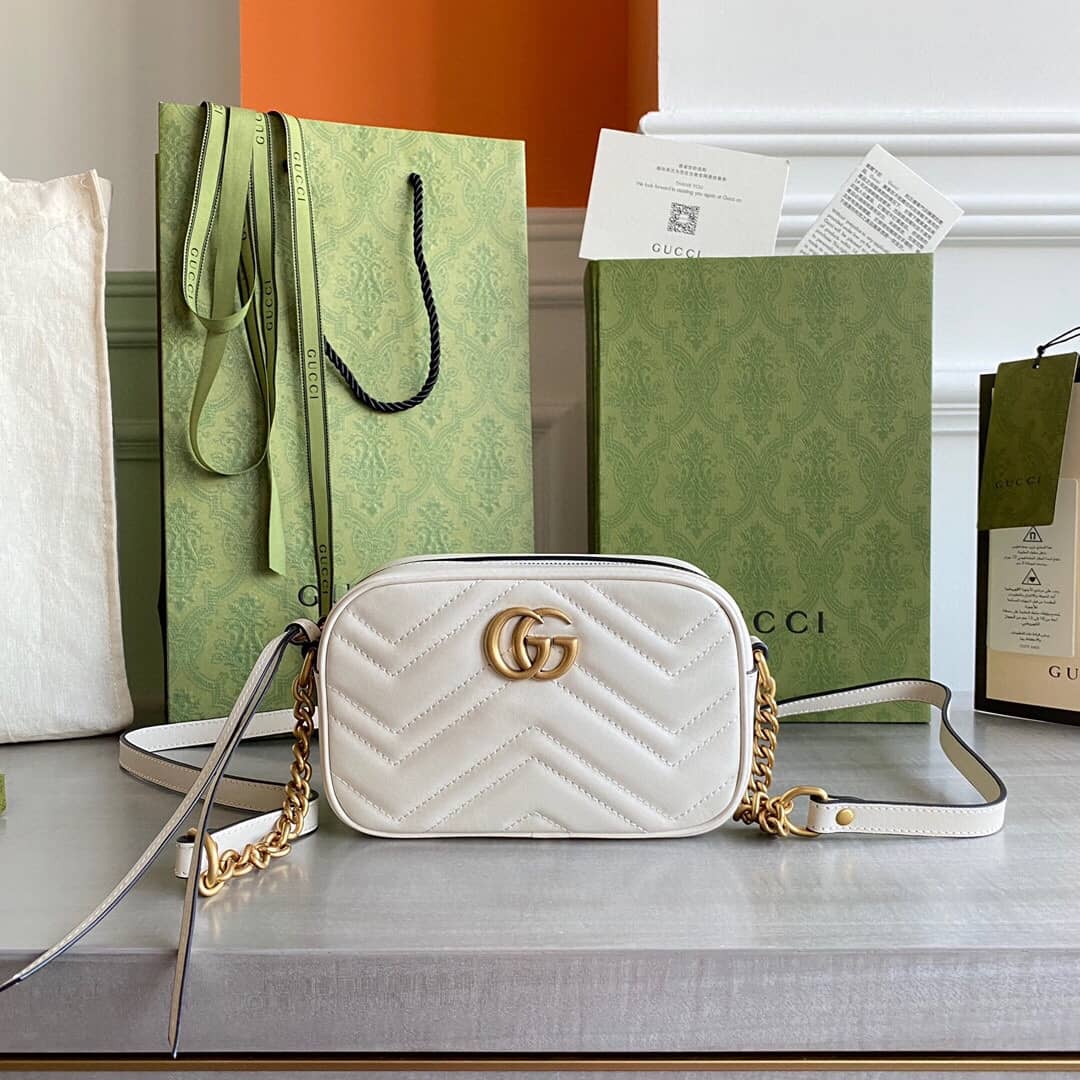 Gucci GG Marmont Matelassé Mini Bag Replica White 448065
