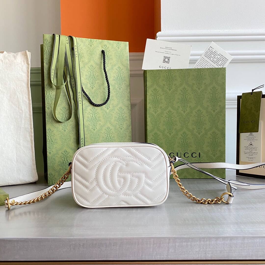 Gucci GG Marmont Matelassé Mini Bag Replica White 448065