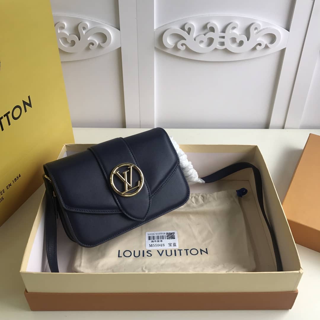 Louis Vuitton Pont9 Neuf Leather Replica Shoulder Bag Blue M55948