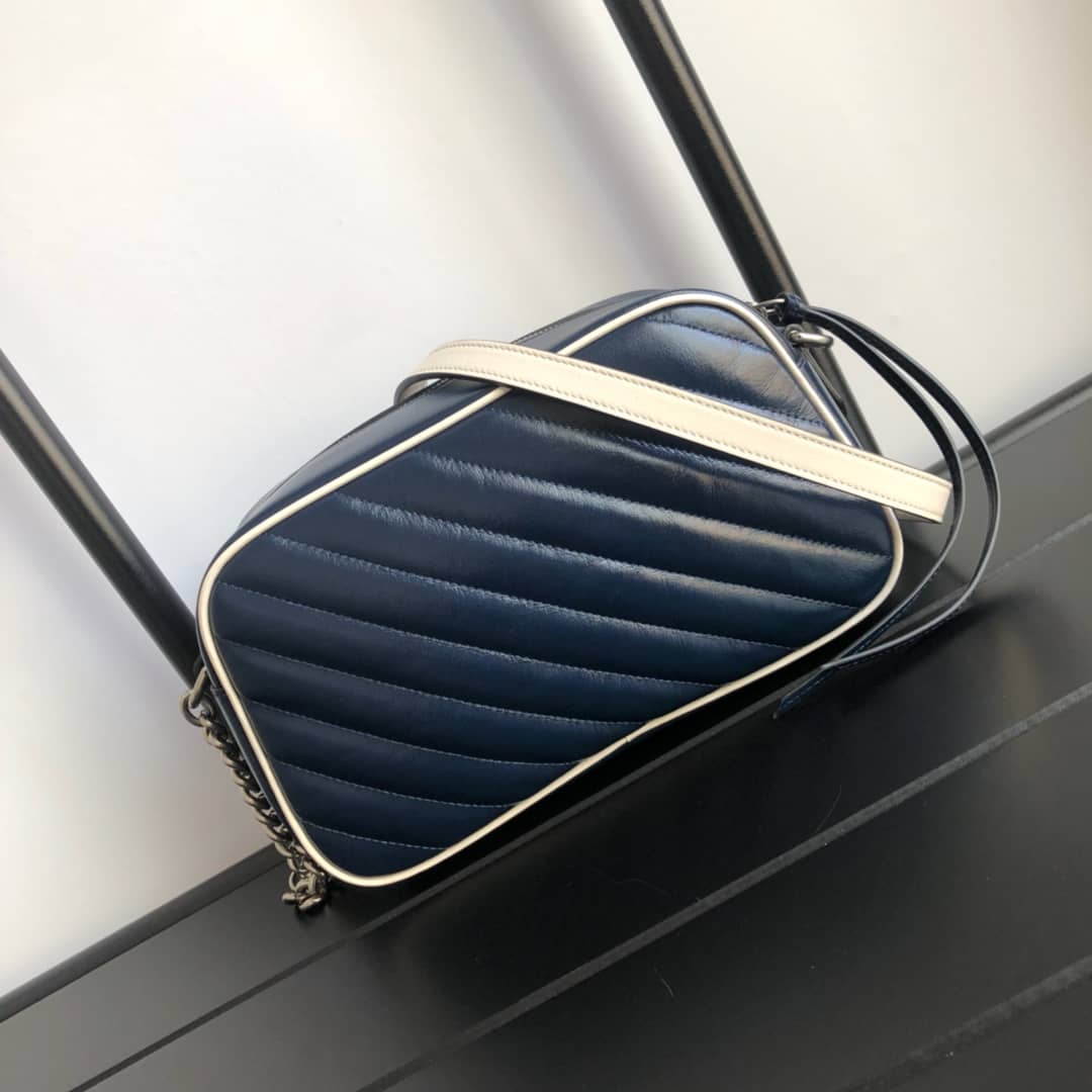 Gucci GG Marmont Small Shoulder Handbag Camera Bag Replica Blue 447632