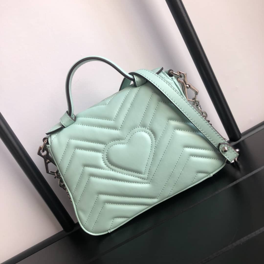 Gucci GG Marmont Mini Leather Top Handle Bag Replica Green 547260