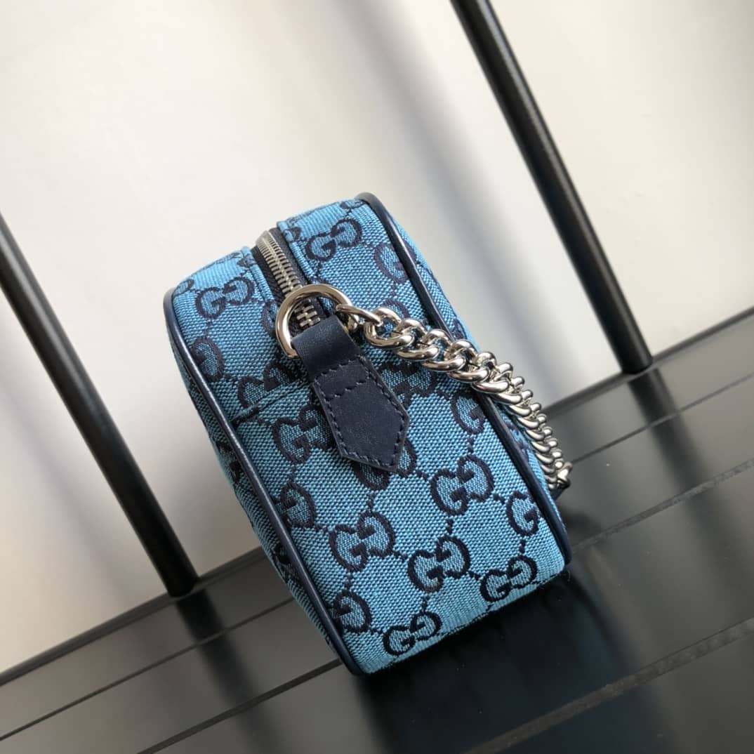 Gucci GG Marmont Small Shoulder Handbag Camera Bag Replica Blue 447632