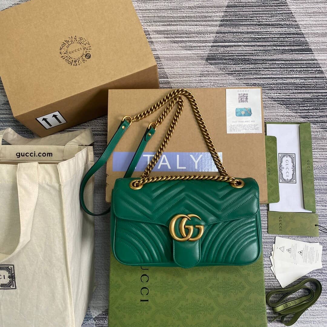 Gucci GG Marmont Matelasse Shoulder Bag Replica Green 443497