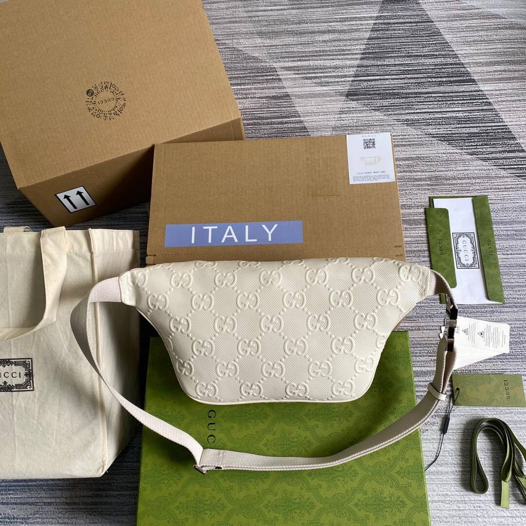 Gucci GG Embossed Belt Bag Replica White 645093