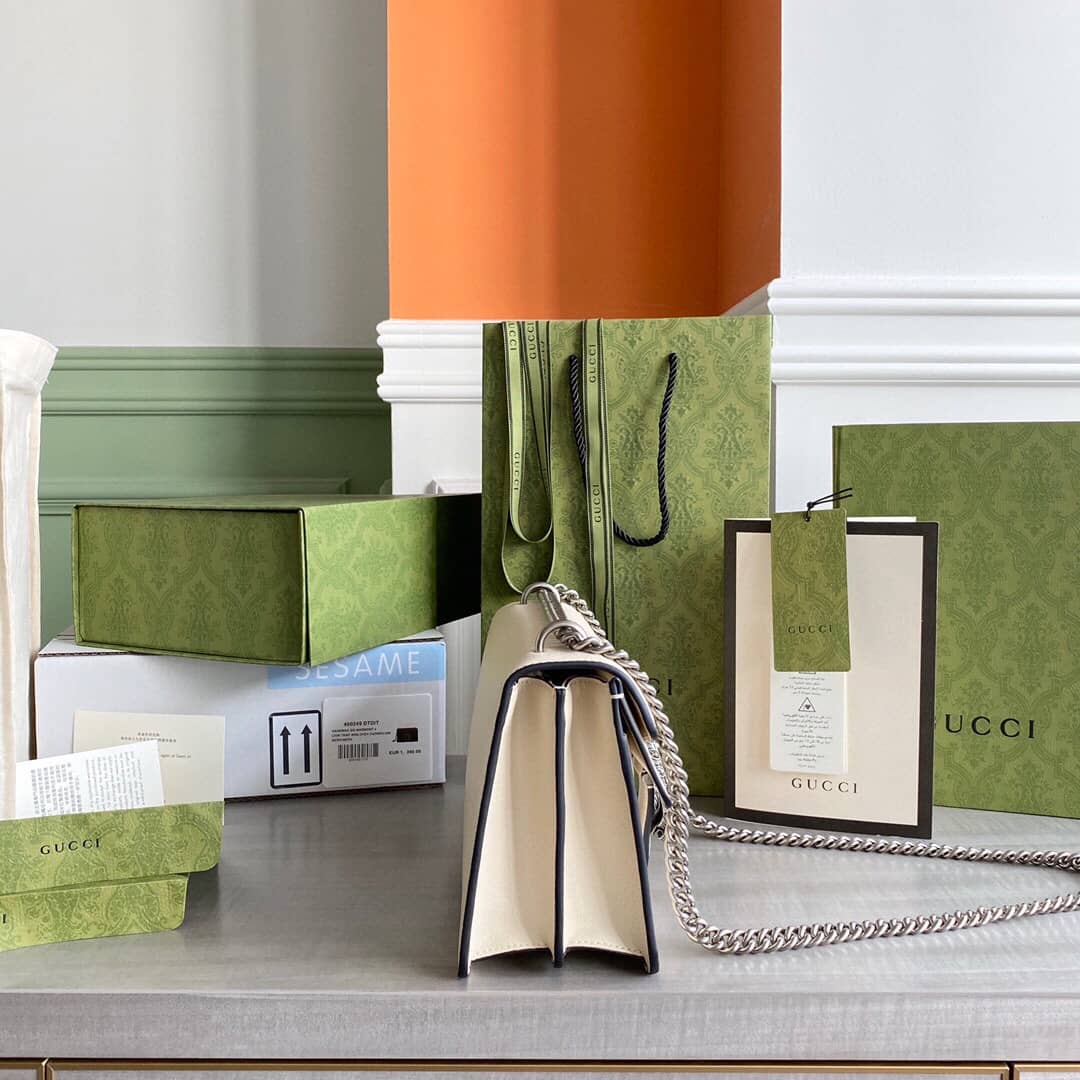 Gucci Dionysus Dupe GG Supreme Dionysus Chain Replica Shoulder Bag White 400249