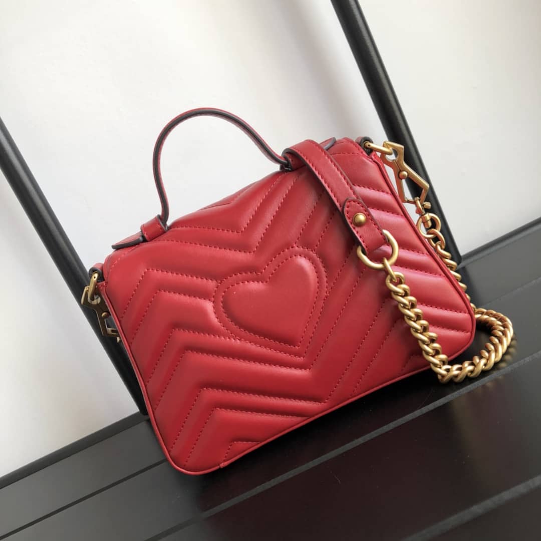 Gucci GG Marmont Mini Leather Top Handle Bag Replica Red 547260