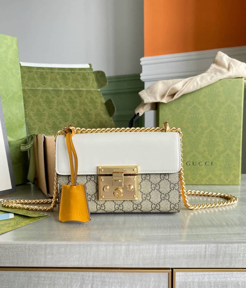 Gucci Padlock Small GG Chain Shoulder Bag Replica White 409487
