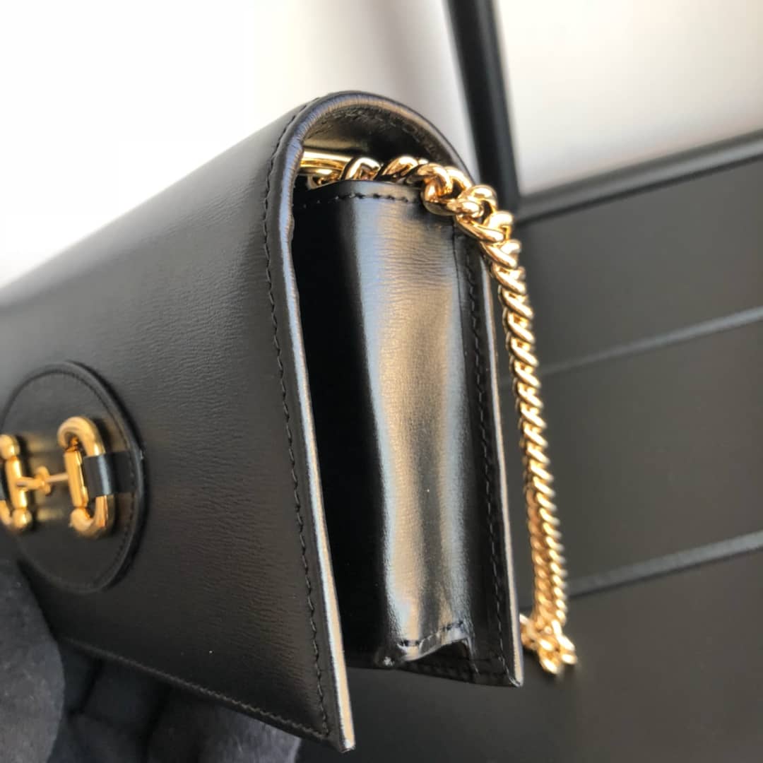 Gucci GG Supreme Horsebit 1955 Chain Wallet Replica Black 621892