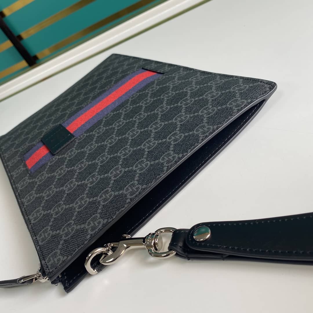 Gucci GG Supreme PVC Clutch Black Replica 433666