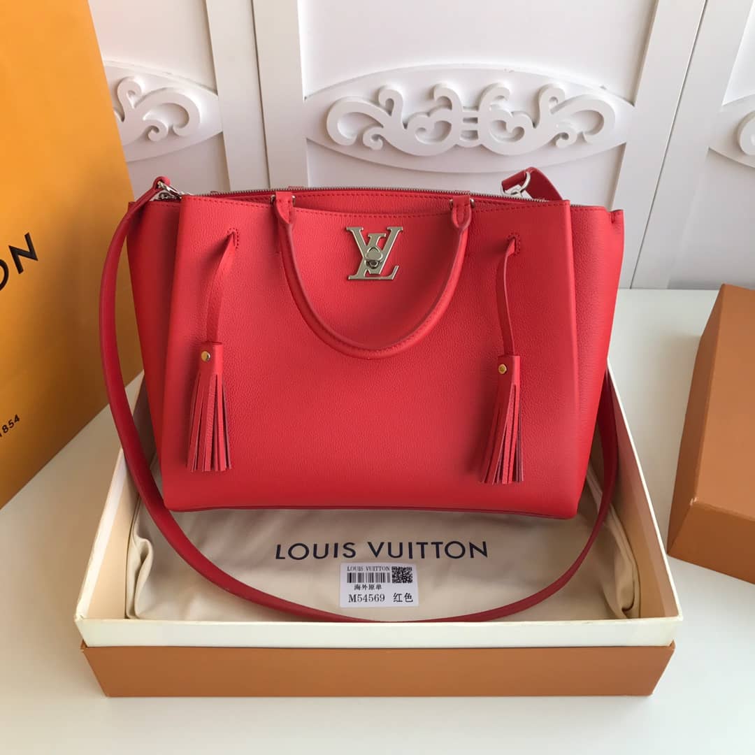 Louis Vuitton Lockmeto Tote Leather Hand Bag Red M54569 Replica