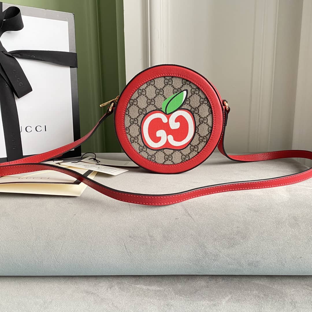 Gucci Ophidia Mini Round Shoulder Bag Replica Red 550618