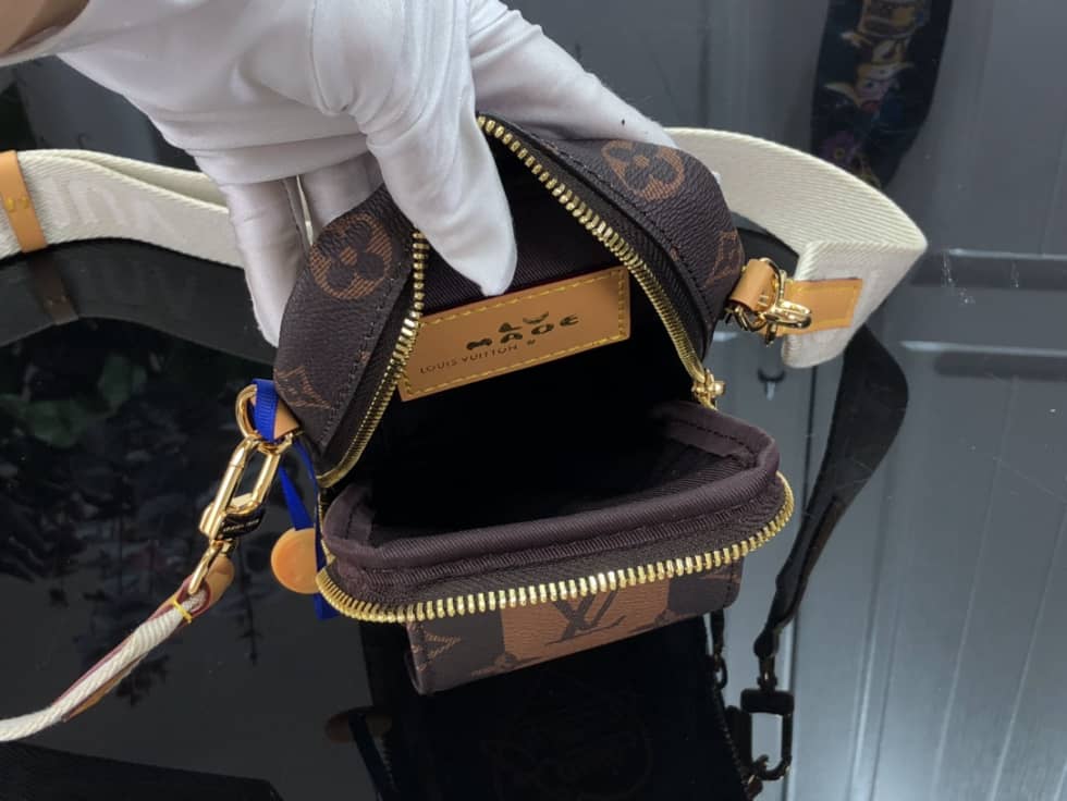 Louis Vuitton x Nigo Flap Double Pouch Brown M81005 Replica Phone Bag