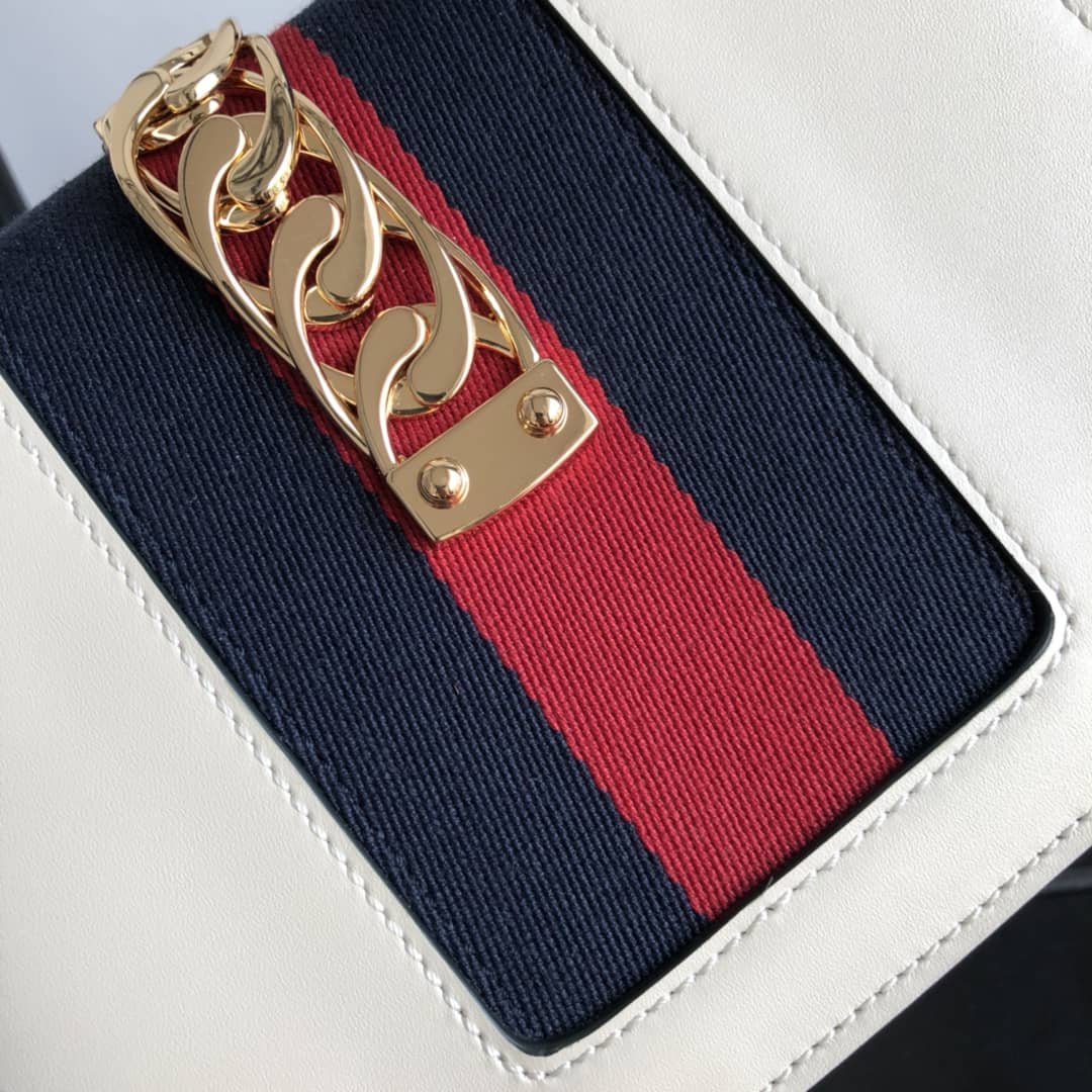 Gucci Sylvie Leather Mini Shoulder Bag Replica White 470270