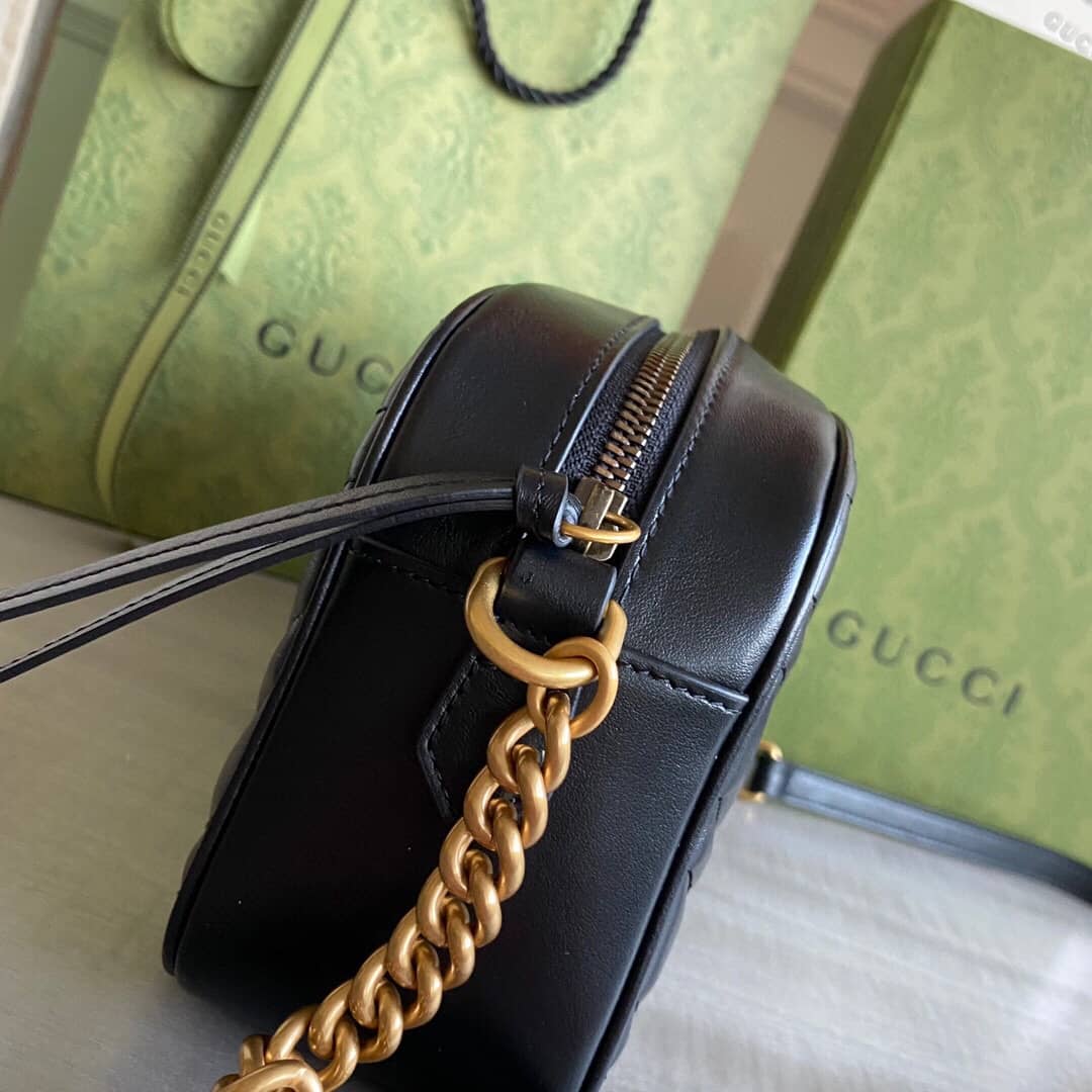 Gucci GG Marmont Small Shoulder Handbag Camera Bag Replica Black 447632
