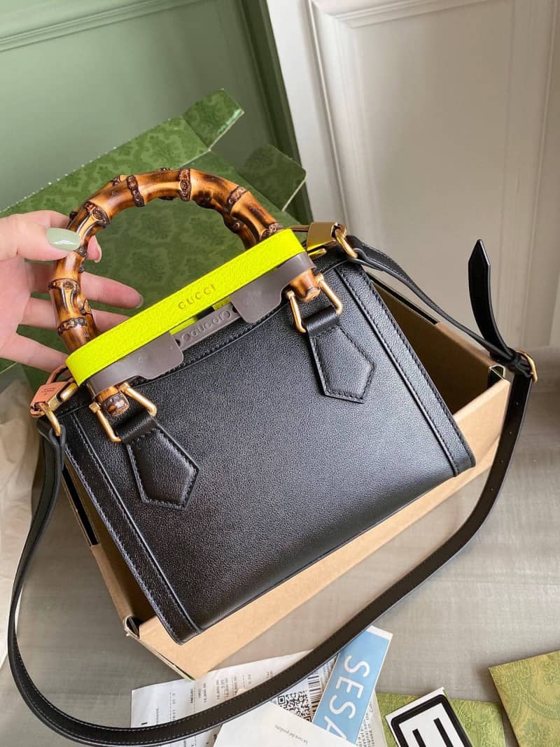 Gucci Diana Mini Bamboo Tote Bag Replica Black 655661