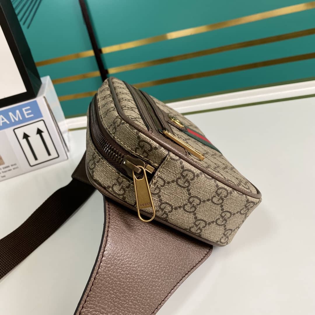 Gucci Ophidia Soft GG Supreme Belt Bag Ebony Beige Replica 574796