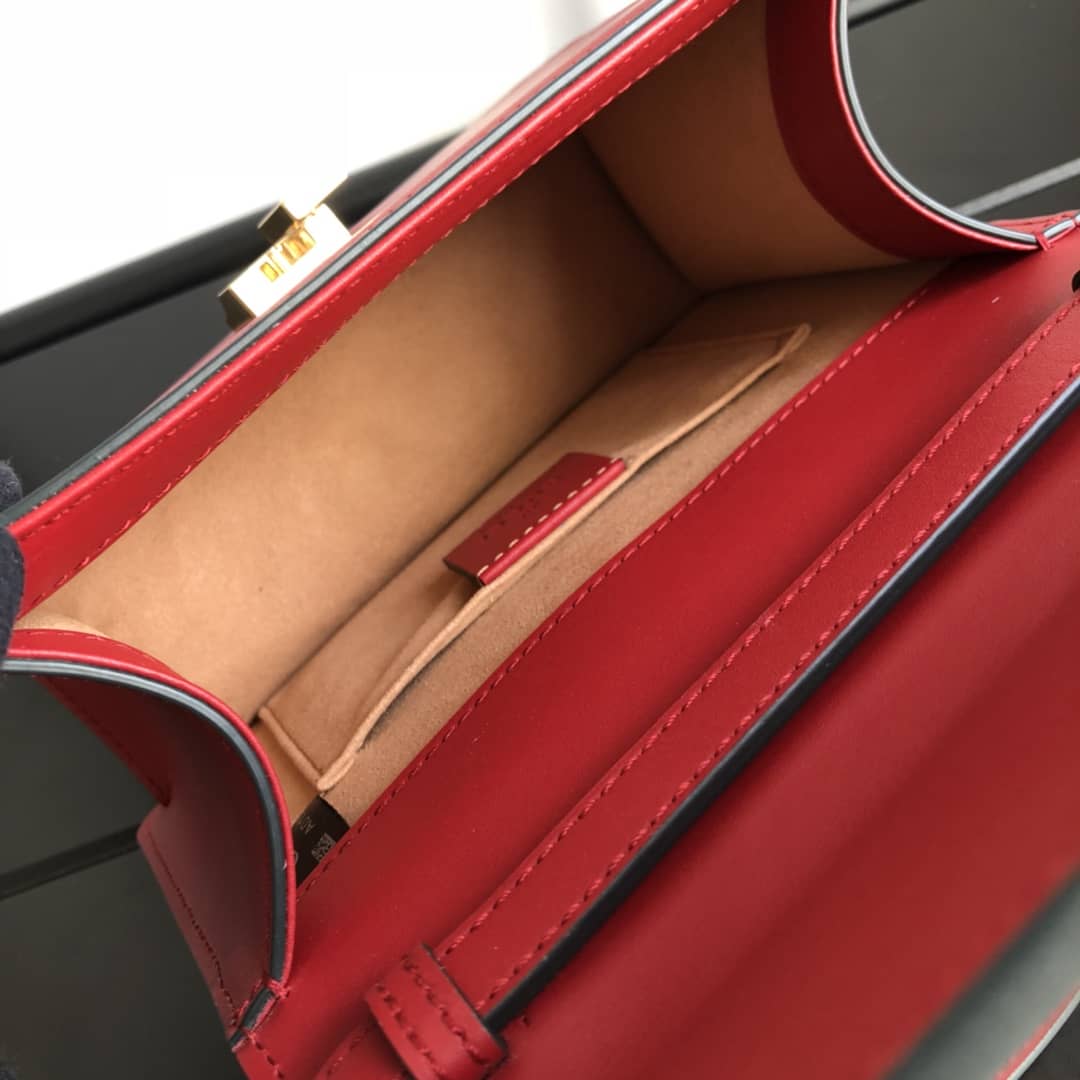 Gucci Sylvie Leather Mini Shoulder Bag Replica White Red 470270