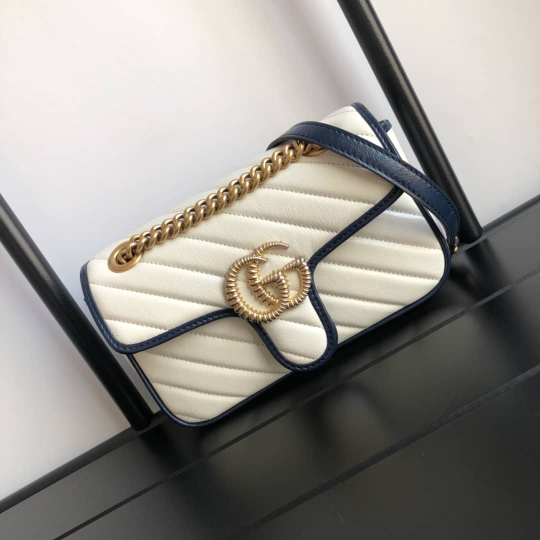 Gucci GG Marmont Mini Matelasse Shoulder Bag Replica White 446744