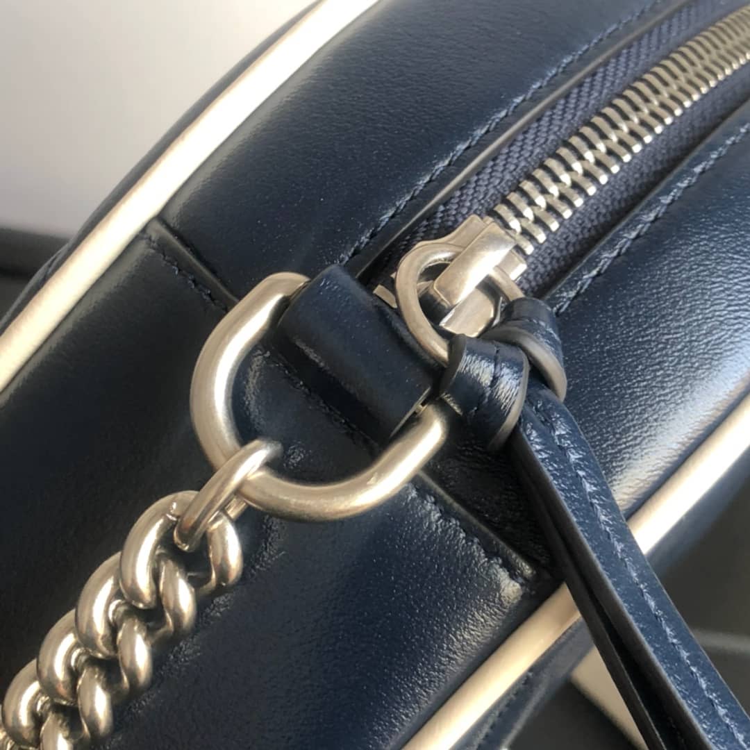 Gucci GG Marmont Round Mini Shoulder Bag Replica Blue 550154