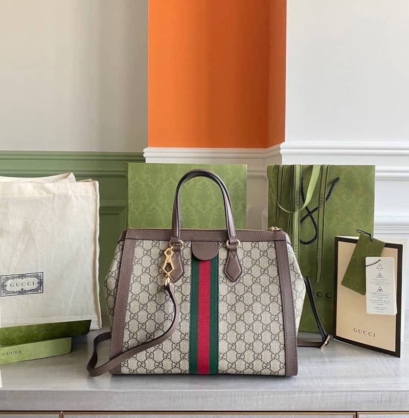 Gucci Ophidia Medium GG Supreme Tote Shoulder Bag Replica Gray 524537