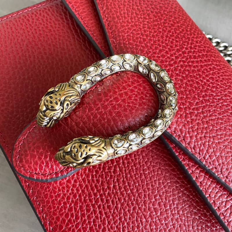 Gucci Dionysus Dupe GG Supreme Dionysus 2way Mini Chain Shoulder Bag Replica Red 421970