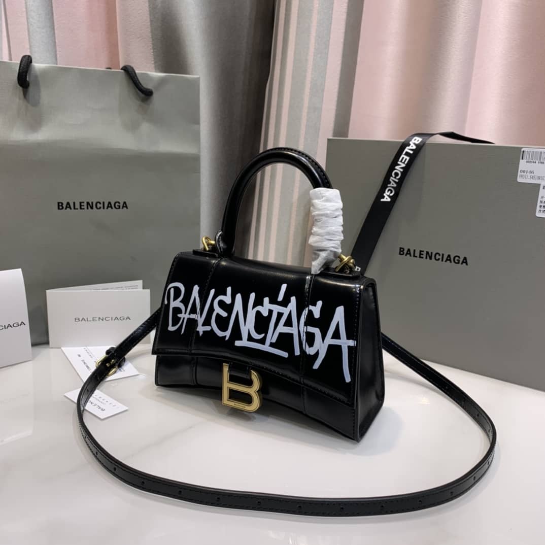 Balenciaga Hourglass Leather Top Handle Replica Bag