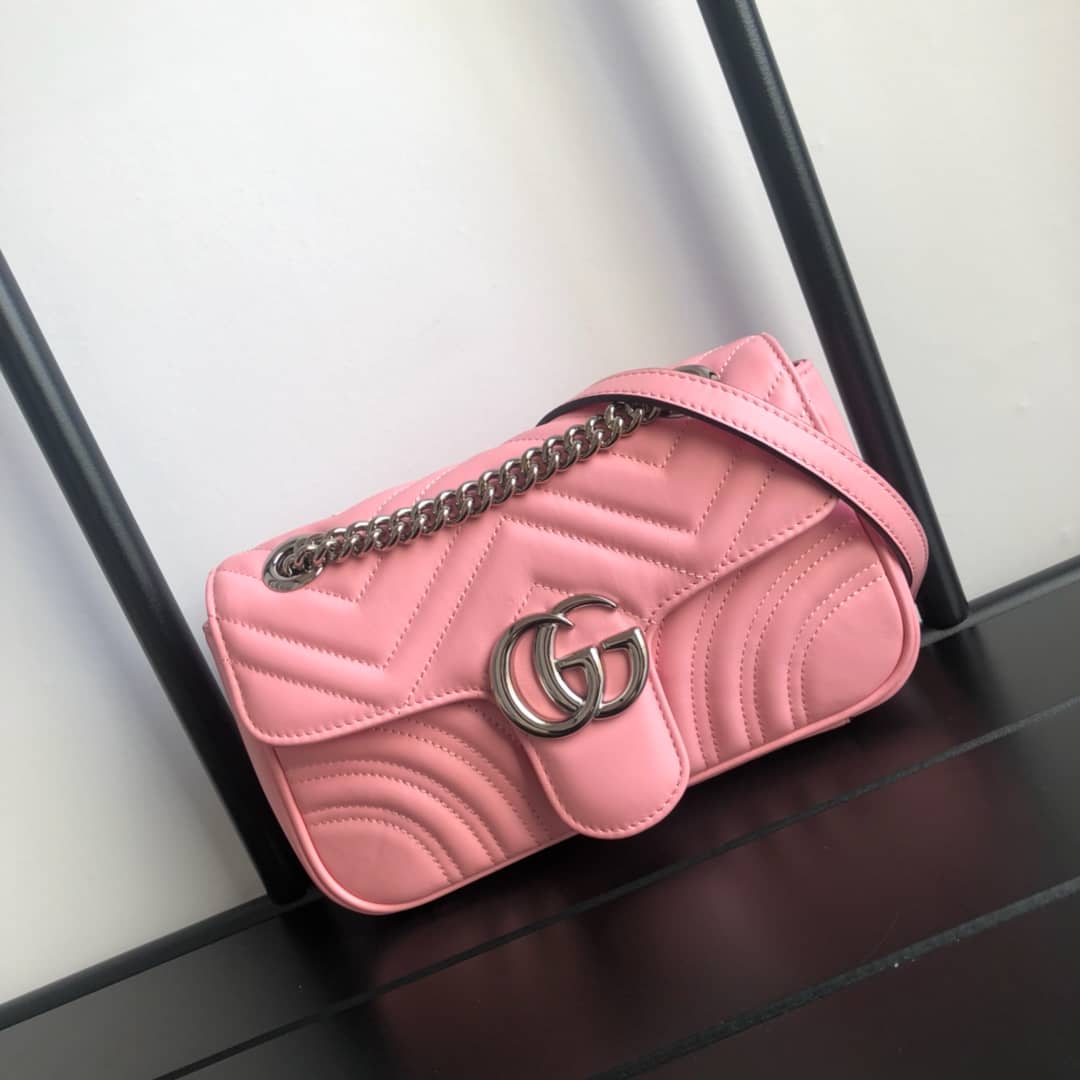 Gucci GG Marmont Mini Matelasse Shoulder Bag Replica Pink 446744
