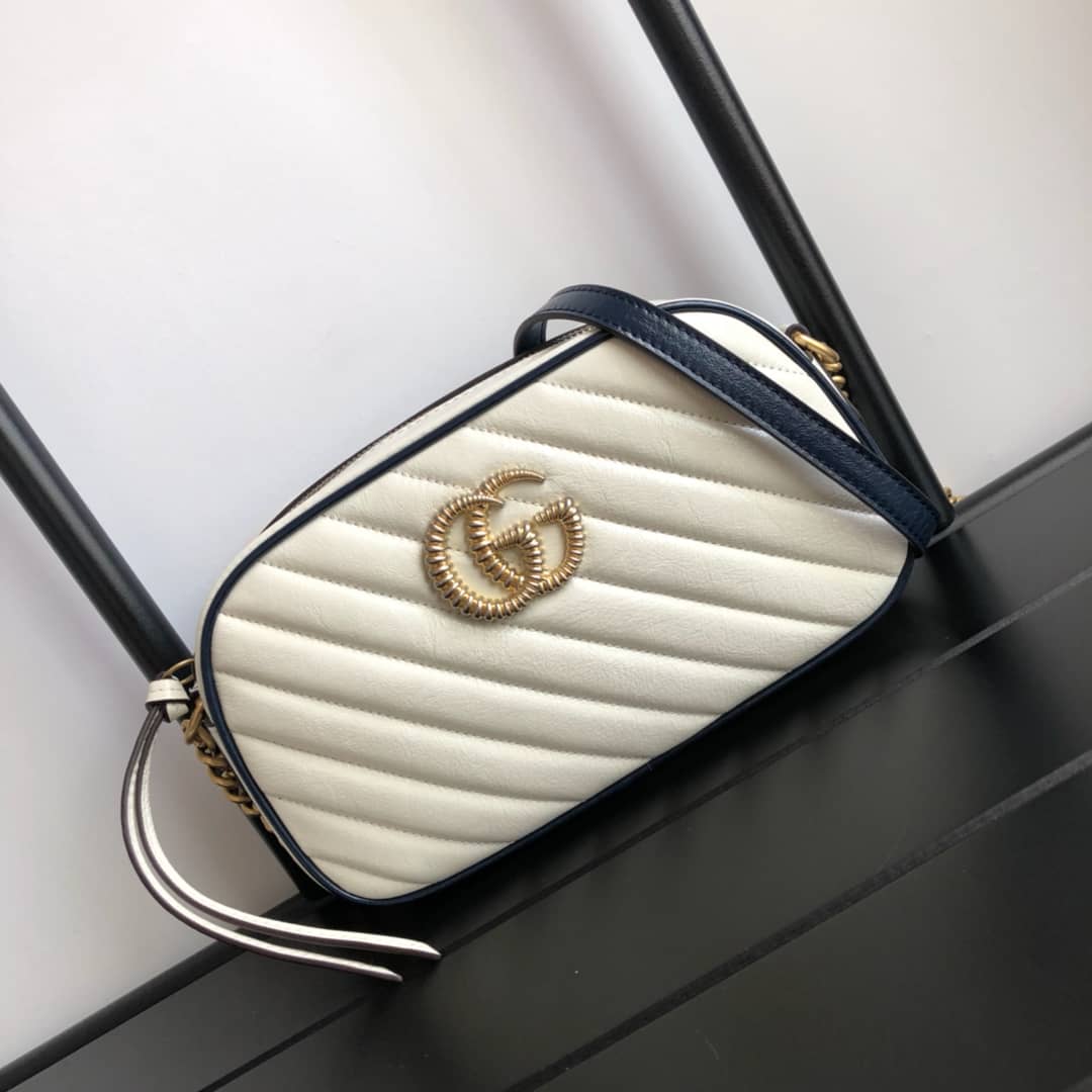 Gucci Handbag Dupes GG Marmont Small Shoulder Handbag Camera Bag Replica White 447632