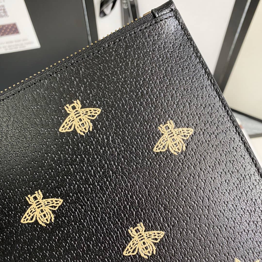 Gucci Mens Bee Star Leather Pouch Replica 495066