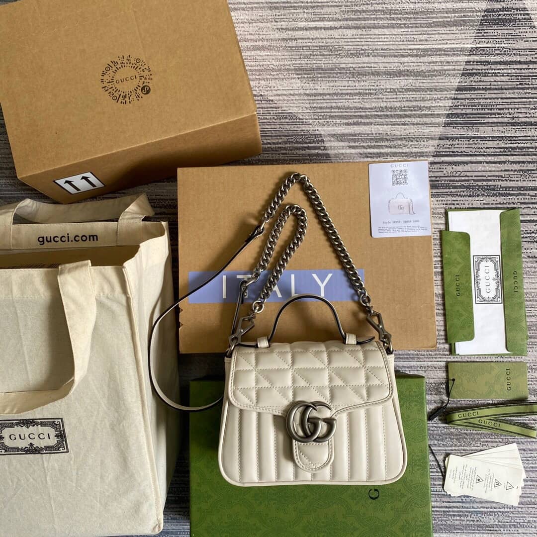 Gucci GG Marmont Mini Top Handle Bag Replica White 583571