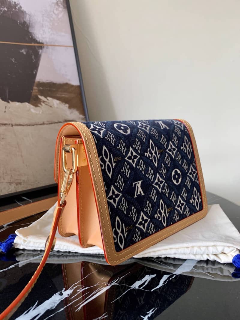 Louis Vuitton Since 1854 Jacquard Pattern Dauphine MM Replica Shoulder Bag Blue M57211