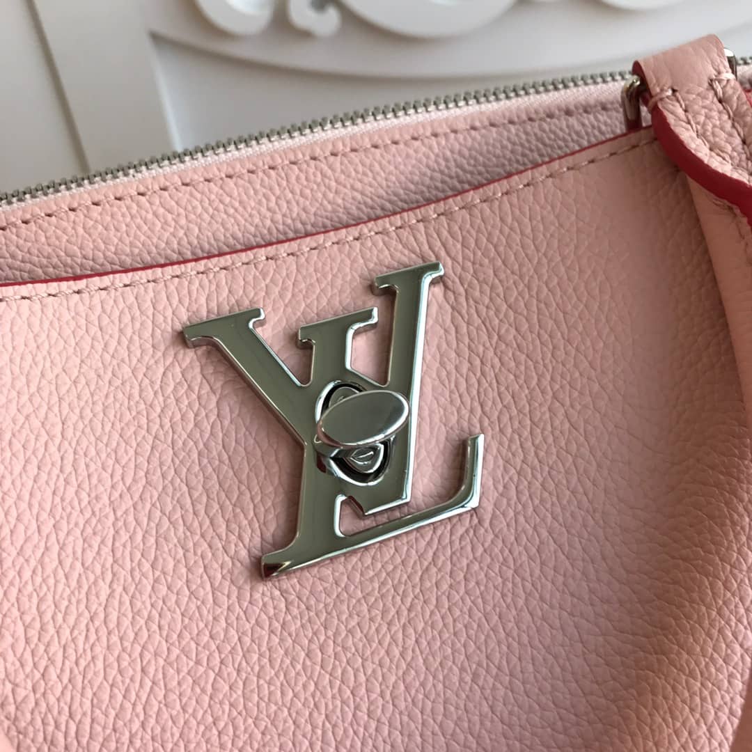 Louis Vuitton Lockmeto Tote Leather Tote Replica Pink M54569