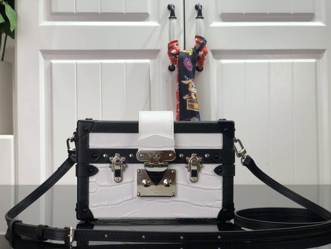 Louis Vuitton Petite Malle Brilliant Alligator Leather Replica Handbag White N93817