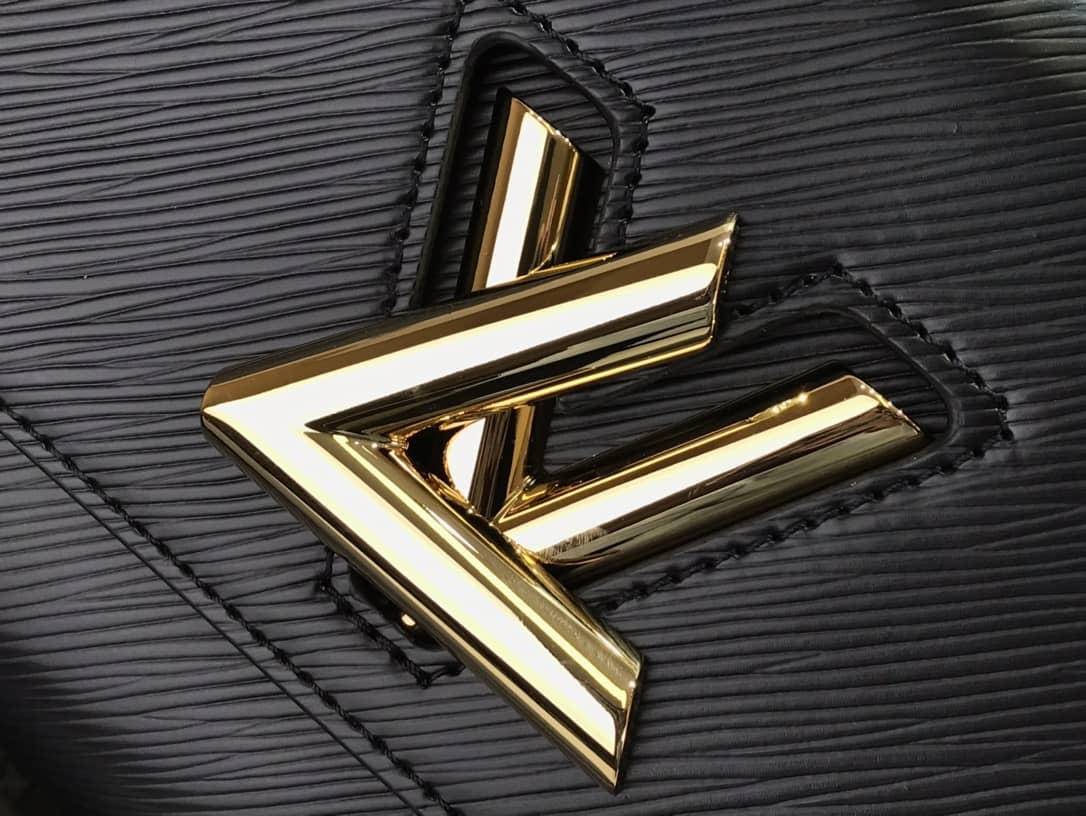 Louis Vuitton Twist MM Golden Lock Handle Epi Leather Replica Crossbody Bag Black M57506
