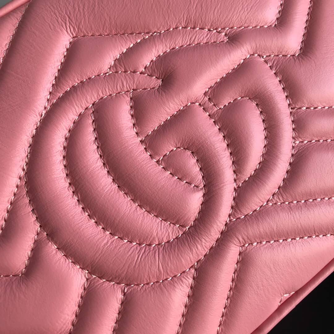 Gucci Handbag Dupes GG Marmont Small Shoulder Handbag Camera Bag Replica Pink 447632