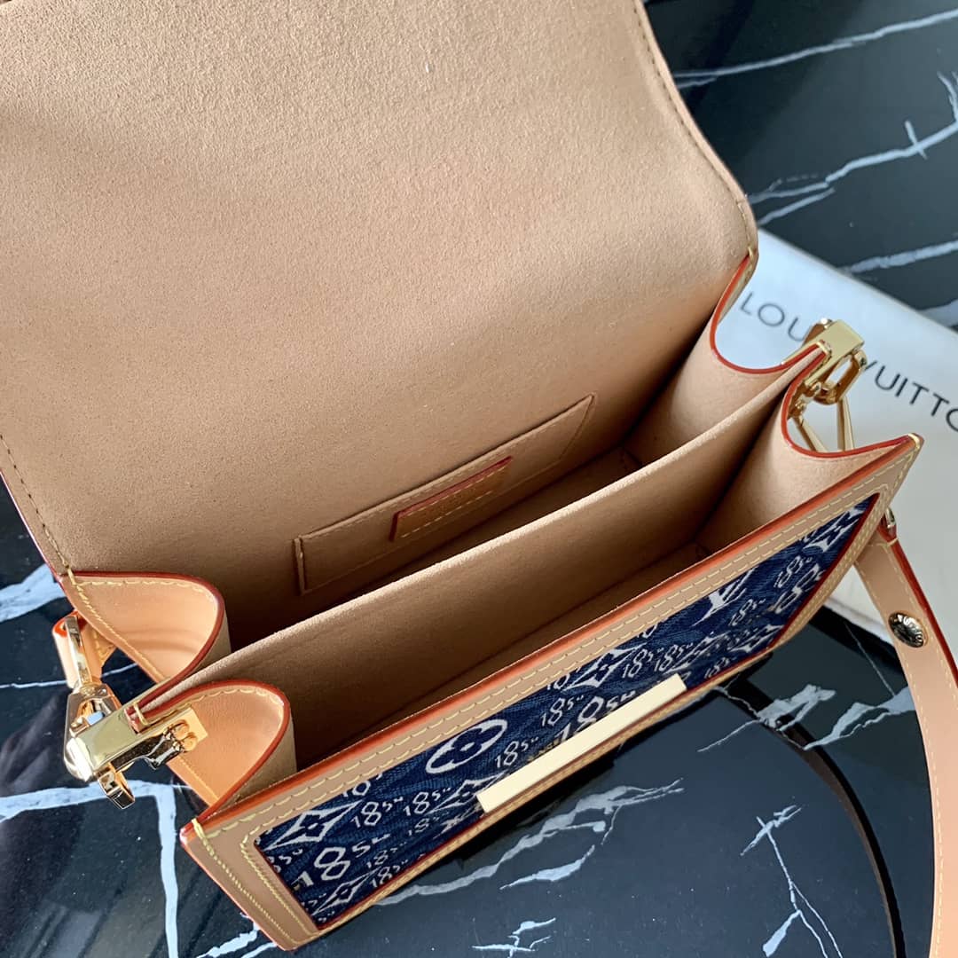 Louis Vuitton Since 1854 Jacquard Pattern Dauphine MM Replica Shoulder Bag Blue M57211