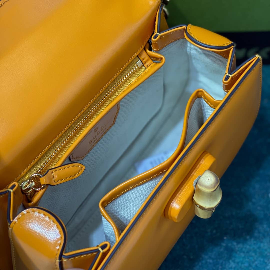 Gucci Bamboo 1947 Small Top Handle Bag 675797 Orange Replica