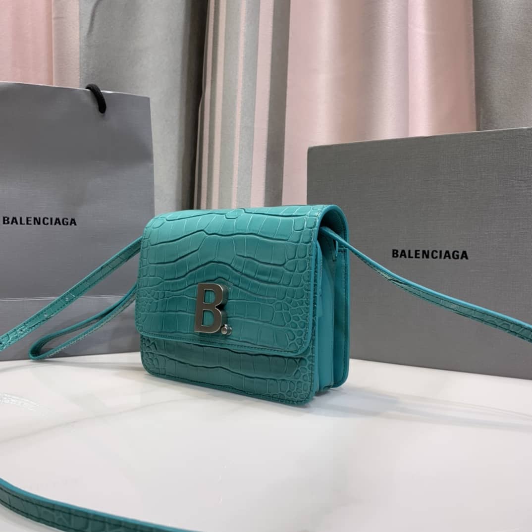 Balenciaga Crocodile Embossed Box Replica Shoulder Bag