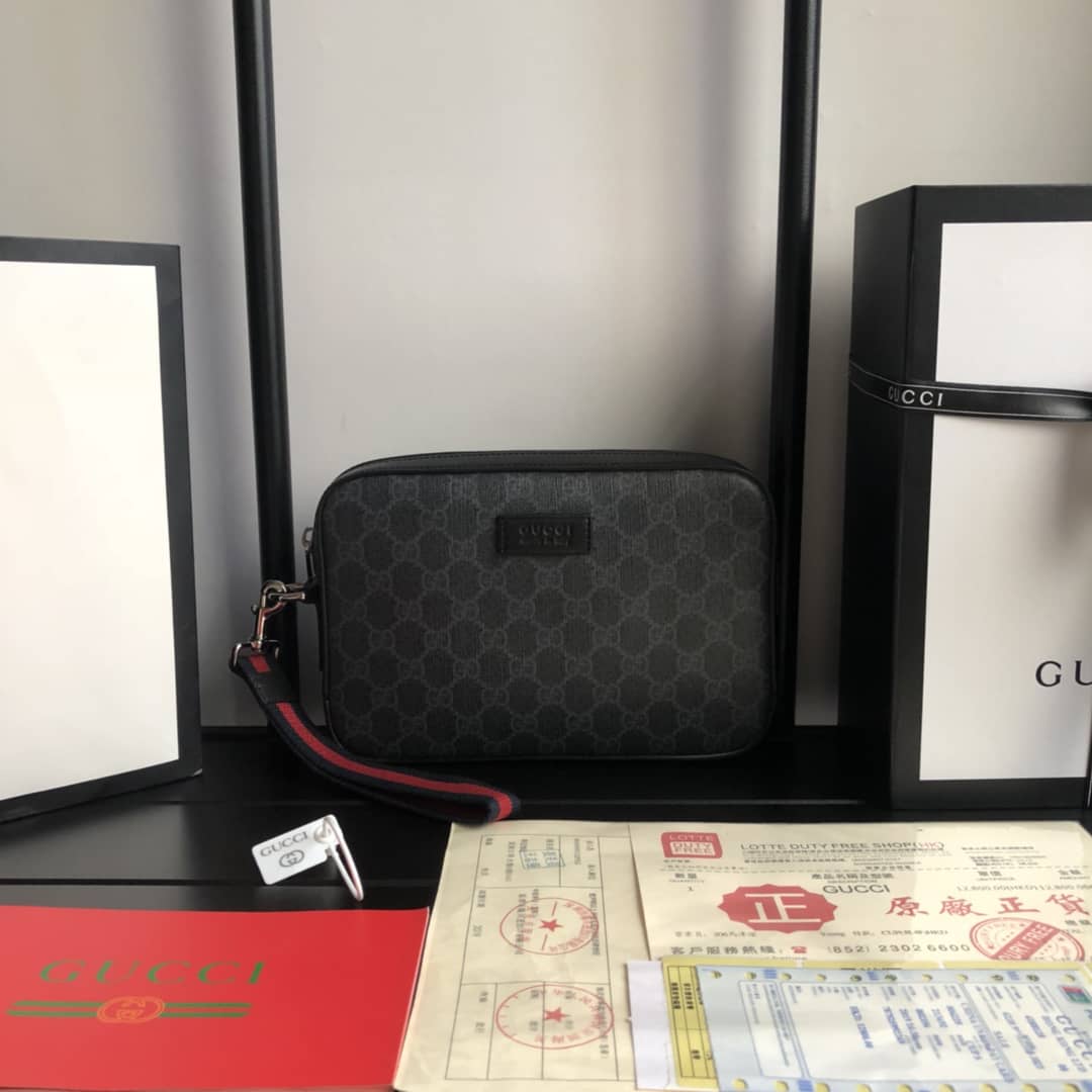 Gucci GG Supreme Wash Bag Replica Black 495562