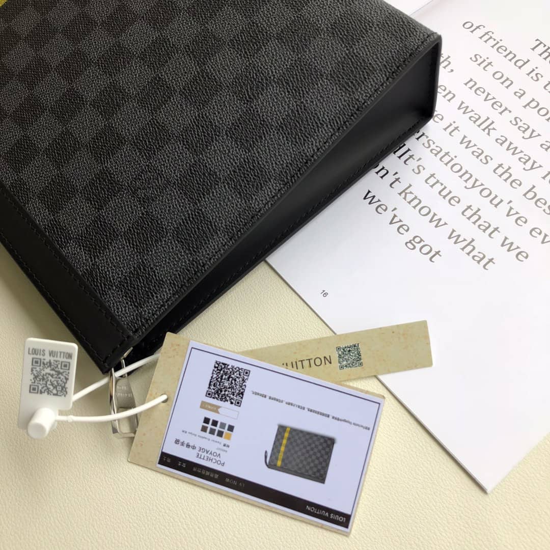 Louis Vuitton Stripe Replica Pochette Voyage MM Damier Graphite Yellow N60107