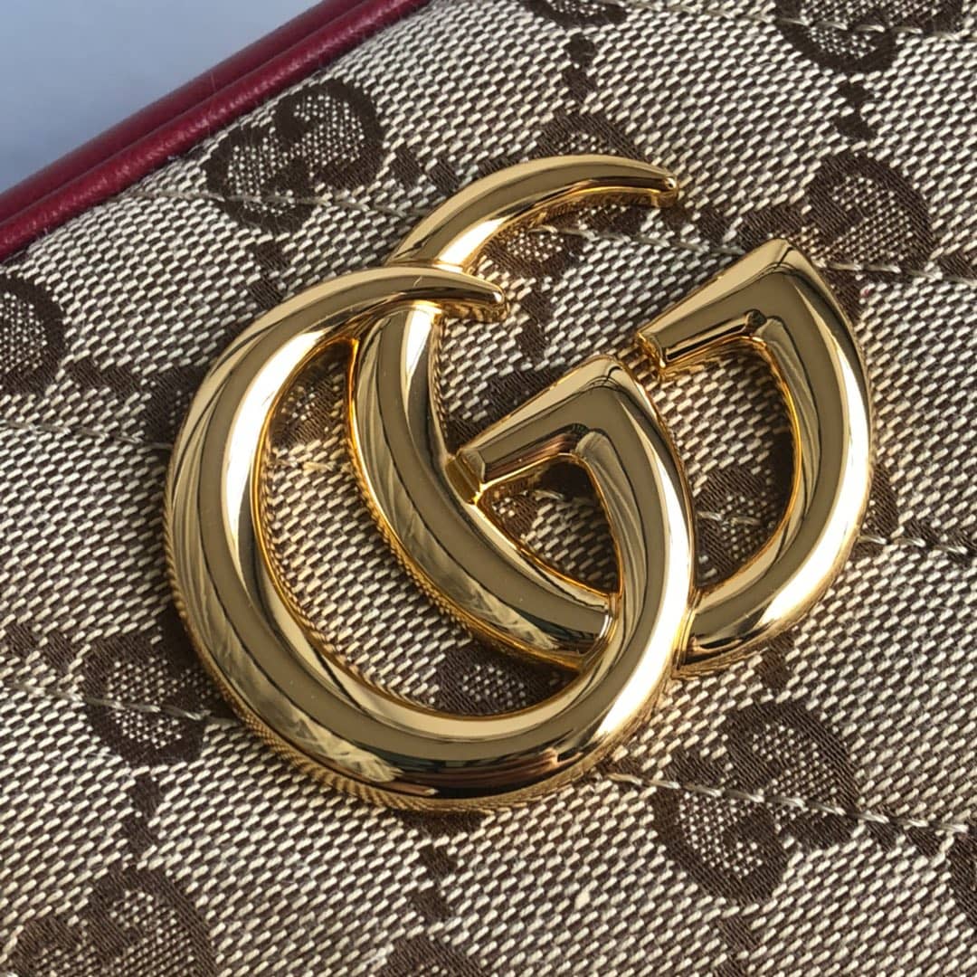 Gucci Handbag Dupes GG Marmont Small Shoulder Handbag Camera Bag Replica Brown 447632