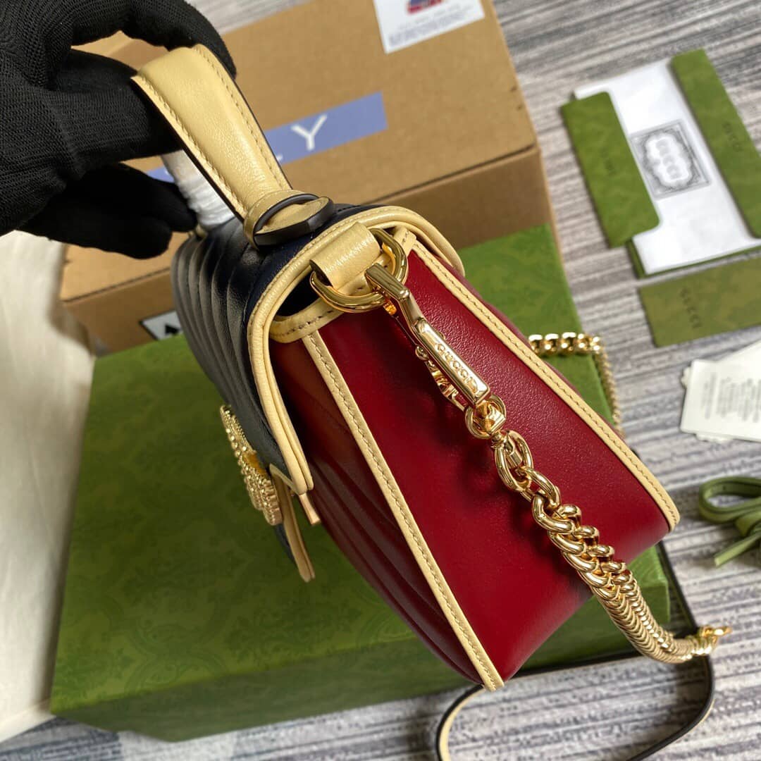 Gucci GG Marmont Mini Top Handle Bag Replica Red Blue 583571