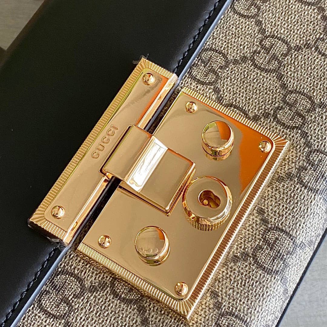 Best Replica Gucci Padlock Small GG Chain Shoulder Bag Replica Black 409487(ColaReps)