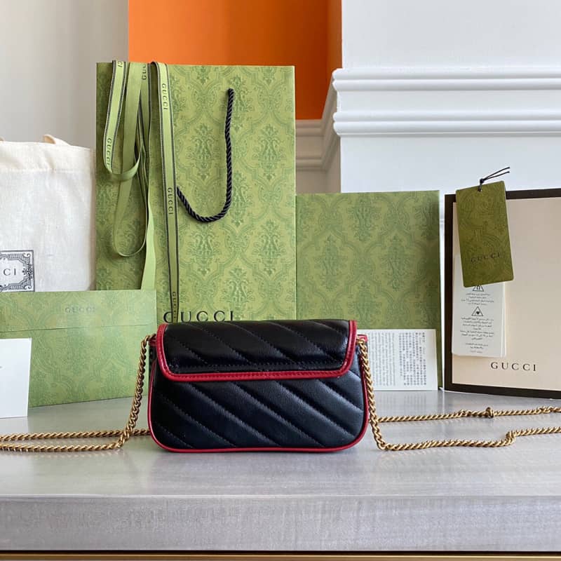 Gucci GG Marmont Mini Matelasse Leather Shoulder Bag Replica Black 574969