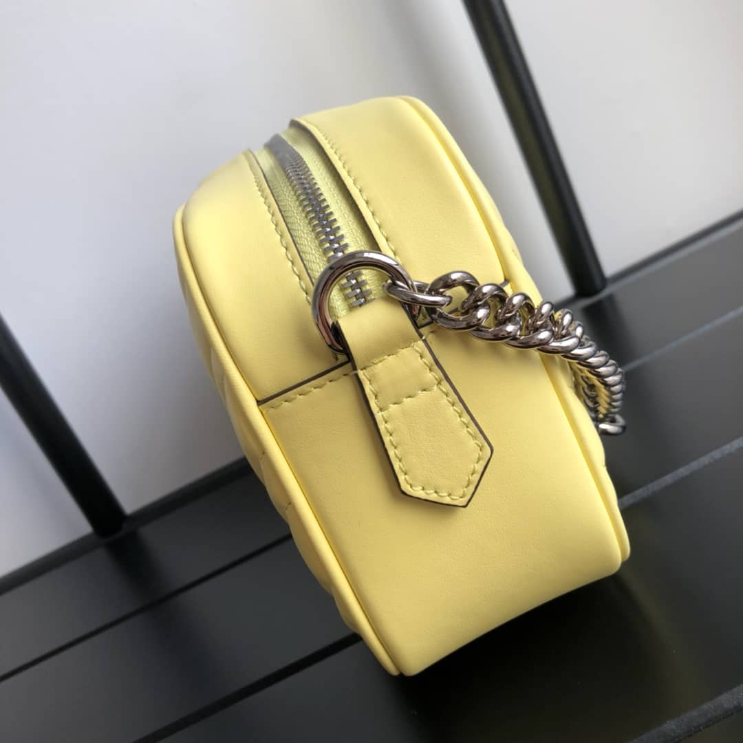 Gucci Handbag Dupes GG Marmont Small Shoulder Handbag Camera Bag Replica Yellow 447632