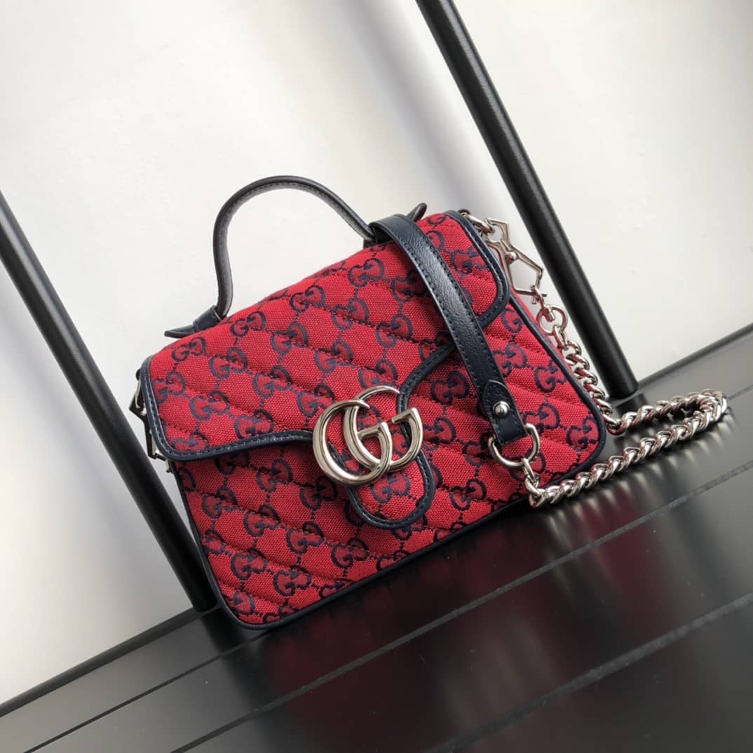 Gucci GG Marmont Mini Top Handle Bag Replica Red 583571