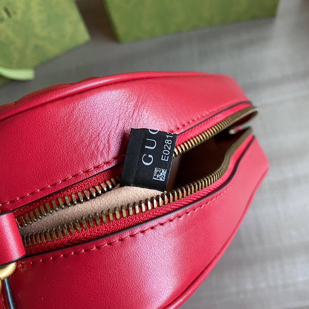 Gucci Handbag Dupes GG Marmont Small Shoulder Handbag Camera Bag Replica Red 447632