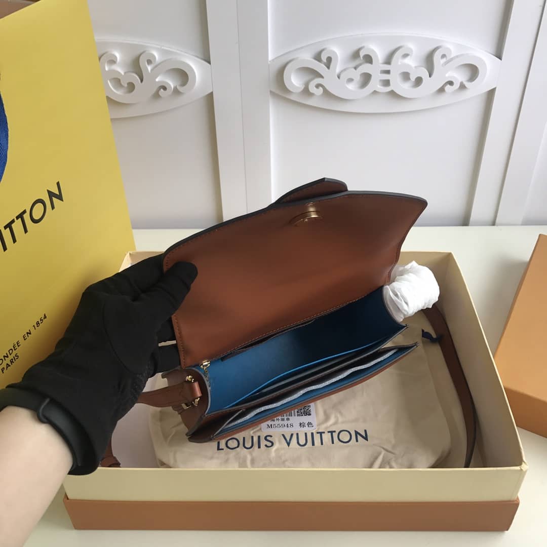 Louis Vuitton Pont9 Neuf Leather Replica Shoulder Bag Brown M55948