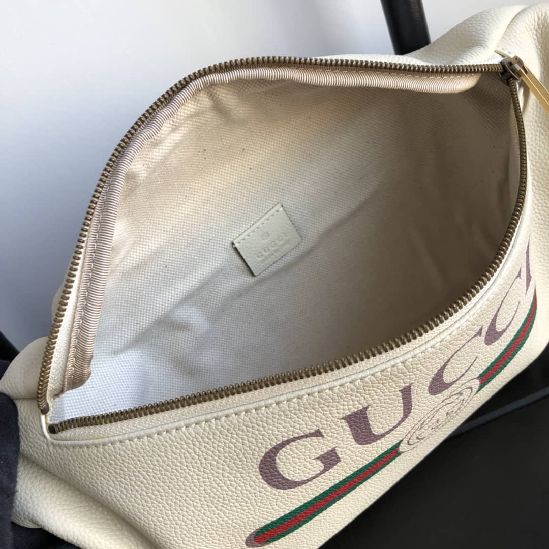 Gucci Print Leather Belt Waist Bum Bag Replica White 493869